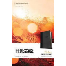 The Message Deluxe Gift Bible - Black / Slate Leather-look